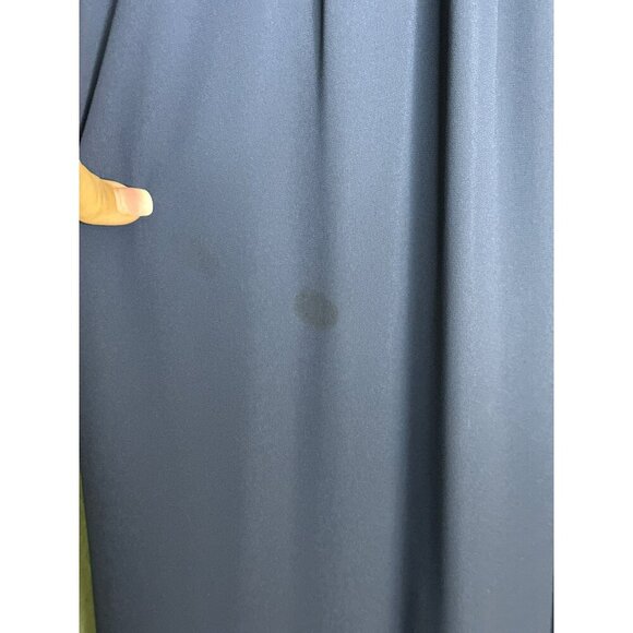 LuLu's Women's XS Sleeveless Plunging Neck Chiffon A-Line Maxi Dress Navy Blue - Picture 5 of 16